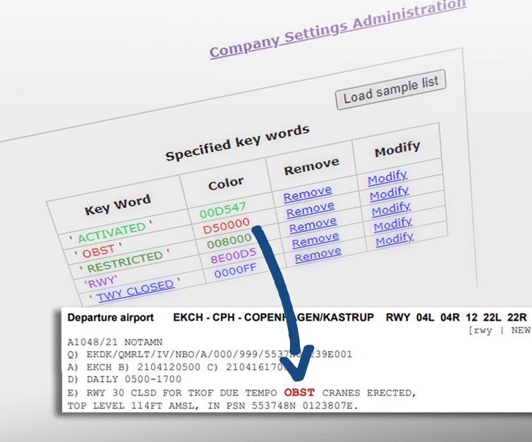 PPS Flight Planning and CrewBriefing highlight NOTAMs PPS Flight Planning and CrewBriefing highlight NOTAMs
